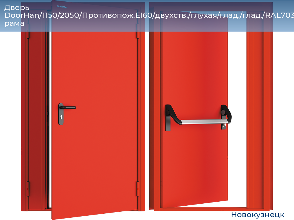 Дверь DoorHan/1150/2050/Противопож.EI60/двухств./глухая/глад./глад./RAL7035/прав./угл. рама, novokuznetsk.doorhan.ru