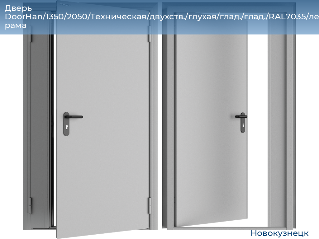 Дверь DoorHan/1350/2050/Техническая/двухств./глухая/глад./глад./RAL7035/лев./угл. рама, novokuznetsk.doorhan.ru
